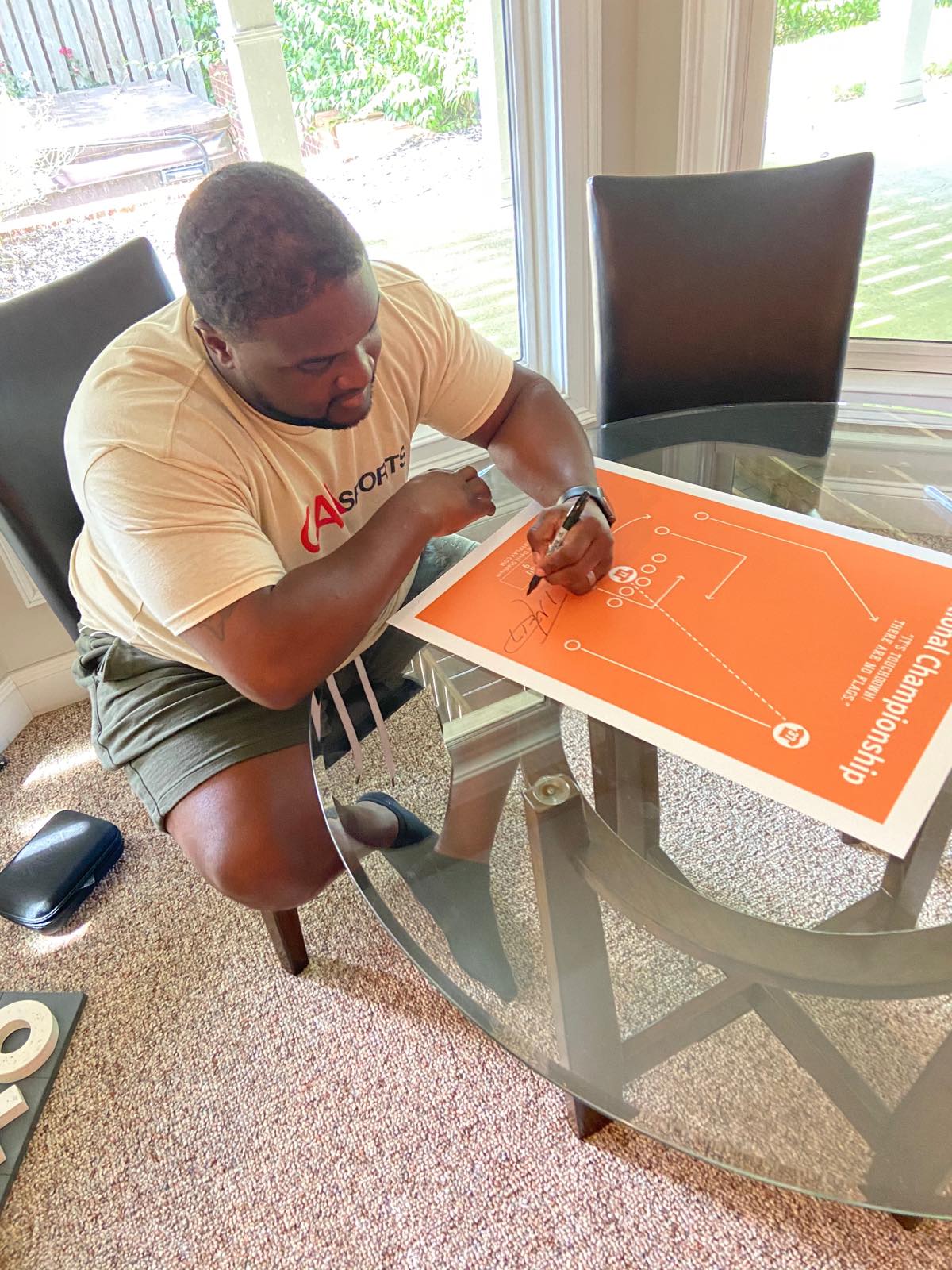 Autograph closeup on signed National Championship print
